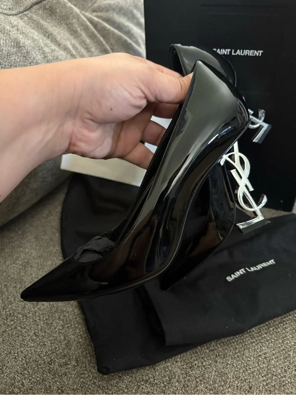 Saint Laurent Black Patent Pointed Toe Stiletto Pumps